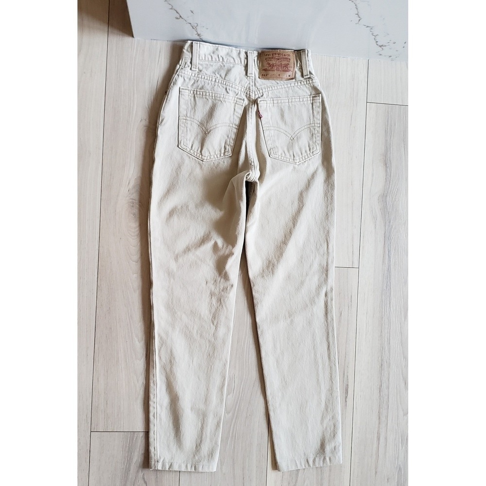 Vintage Levis 512 Jeans Womens 24 Tan Slim Tapered Mom Made in USA 90s Denim